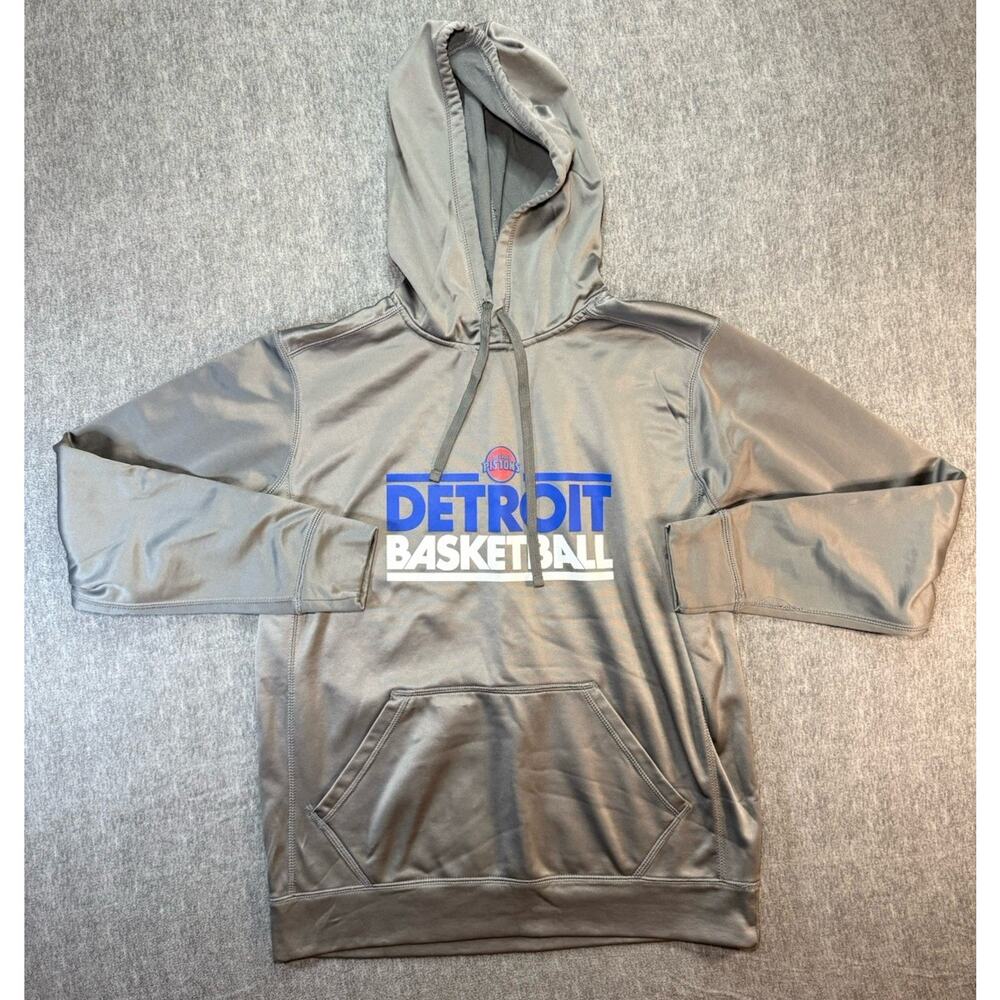 Detroit Pistons NBA Warmup Hoodie Sweatshirt-Small/Grey/Piston Exclusive Apparel